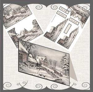 Winter Farm Easy Cut Decoupage with Sentiment Tags