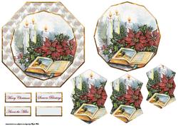 Candles, Poinsettias and a Story Book Card with Topper