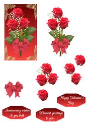 Three Red Roses, Anniversary, Valentine, Birthday