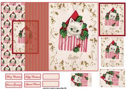 Christmas Kitten No Hole Fold Back Card