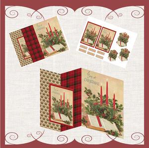 Holly and Christmas Candles No Hole Fold Back