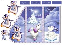 Polar Bear and Penguin Having Fun Teardrop Card