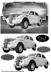 Black and White Vintage Car Over the Edge