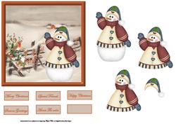 Snowman and a Robin Card with Decoupage