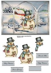 Snowman and Scene View from My Window Card