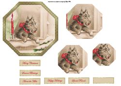 Dog Waiting for Christmas Octagon Card Front