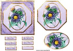 Aster Flowers Octagon Card with Toppers