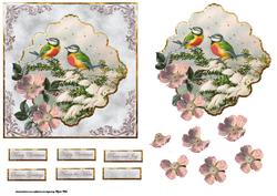 Christmas Rose and Birds Card with a Topper