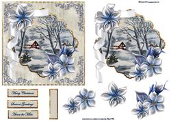 Blue Blue Christmas Card with a Topper