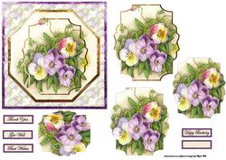 Spring Pansy Card with Shaped Pyramid