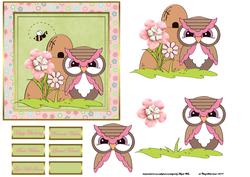 Springtime Hoots Card with Decoupage
