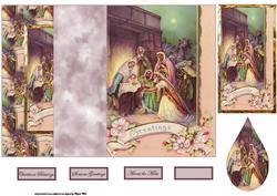 Nativity No Hole Fold Back Card with Topper