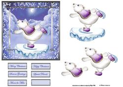 Polar Bear Skating Card with Decoupage