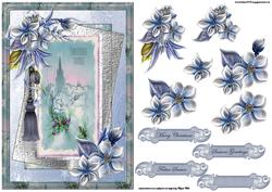 Christmas Tidings and Blue Flowers Card