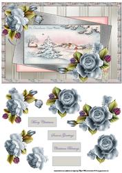 Vintage Christmas and Winter Rose Card