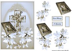 Flowers and Cross Card with Decoupage