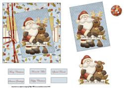 Santa and His Deer Friend Card with Topper