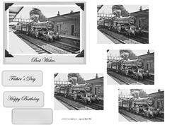 Steam Train Engine Card and Pyramid