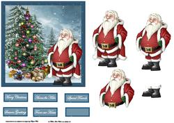 Santa Has a Christmas Tree Card with Decoupage