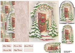 Christmas Door No Hole Fold Back Card