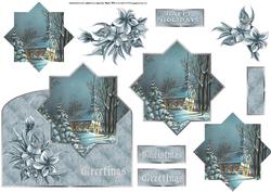 Christmas Eve Over the Edge Card with Decoupage