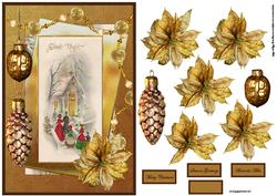Baubles and Poinsettia Vintage Christmas