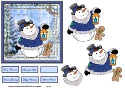Snowman Lighting the Way Card Front