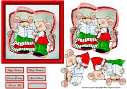 Mice Carol Singers Card with Decoupage
