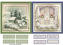 Village Church and Christmas Window Framed Toppers