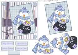 Snowman with His Toy Sack Card and Topper