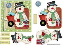 Snowman and Toys Card with Decoupage