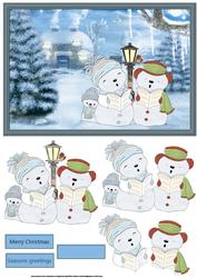 Merry Snowman Carol Singers Card and Decoupage