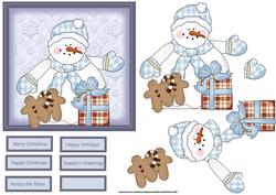 Snowman with Gift and Ginger Bread Men Card
