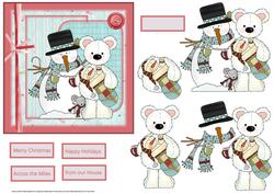 Snowman and Polar Bear Card with Decoupage