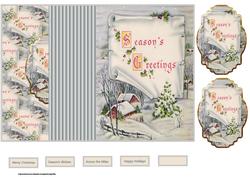 Vintage Season's Greetings No Hole Fold Back