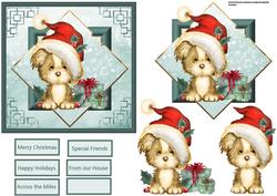 Christmas Dog with Gifts Card with a Topper