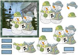 Snowman Gets Ready to Sing Card with Decoupage