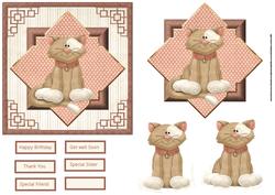Bean the Cat Card with a Topper and Decoupage