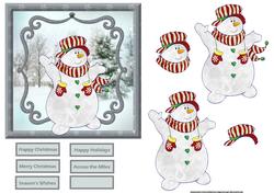 Happy Snowman Card Front and Decoupage