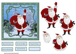 Waving Santa Card Front with Decoupage