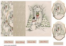 Snowman in the Garden No Hole Fold Back Card