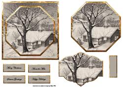 Winter Scene Card Front with Toppers