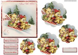 Teddy Bear Sledge Fun Card with a Petal Stacker
