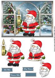 Santa Lights the Way Window View Card