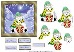 Polar Bear with His Gift, Card Front and Decoupage