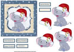 Elephants First Christmas Card and Decoupage