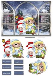 Choir Crew Bear, Snowman and Friends Window View