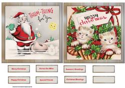 Santa and the Kittens Toppers and Sentiment Tags