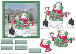 Snowman Clears the Snow Card with Decoupage