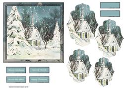 Church and Trees Card with Shaped Layers
